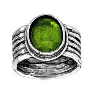 Silpada Sterling Silver Green Glass Ring sterling Size 6